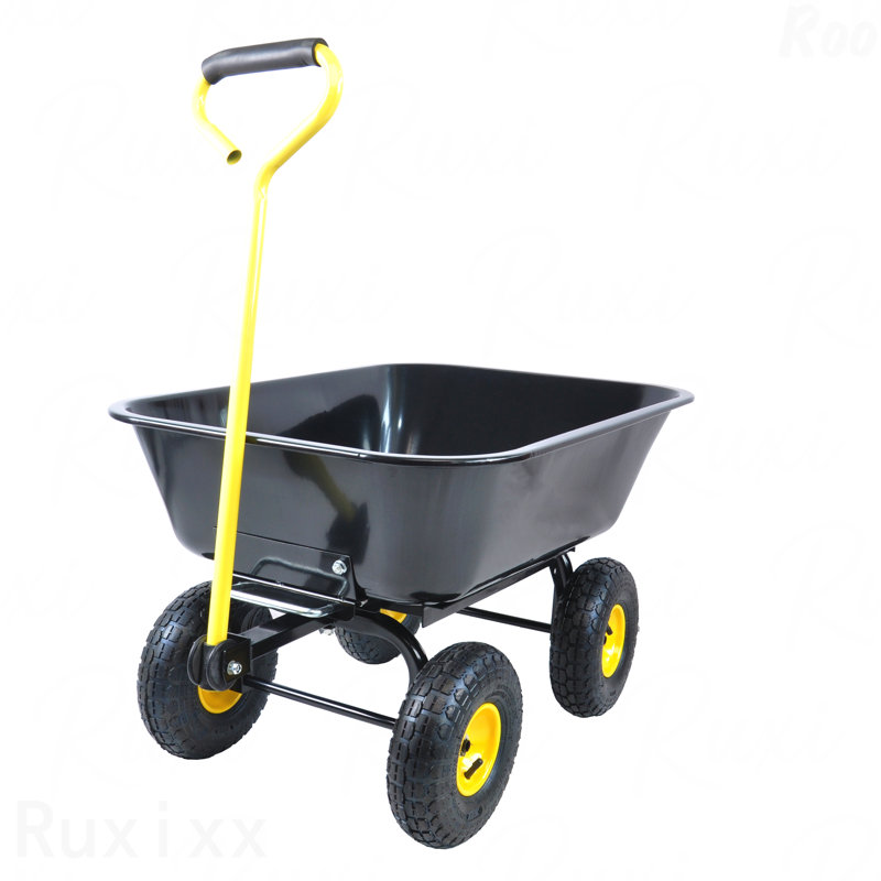 Folding Car Poly Garden Dump Truck With Steel Frame, 10 Inches. Pneumatic Tire,  Black