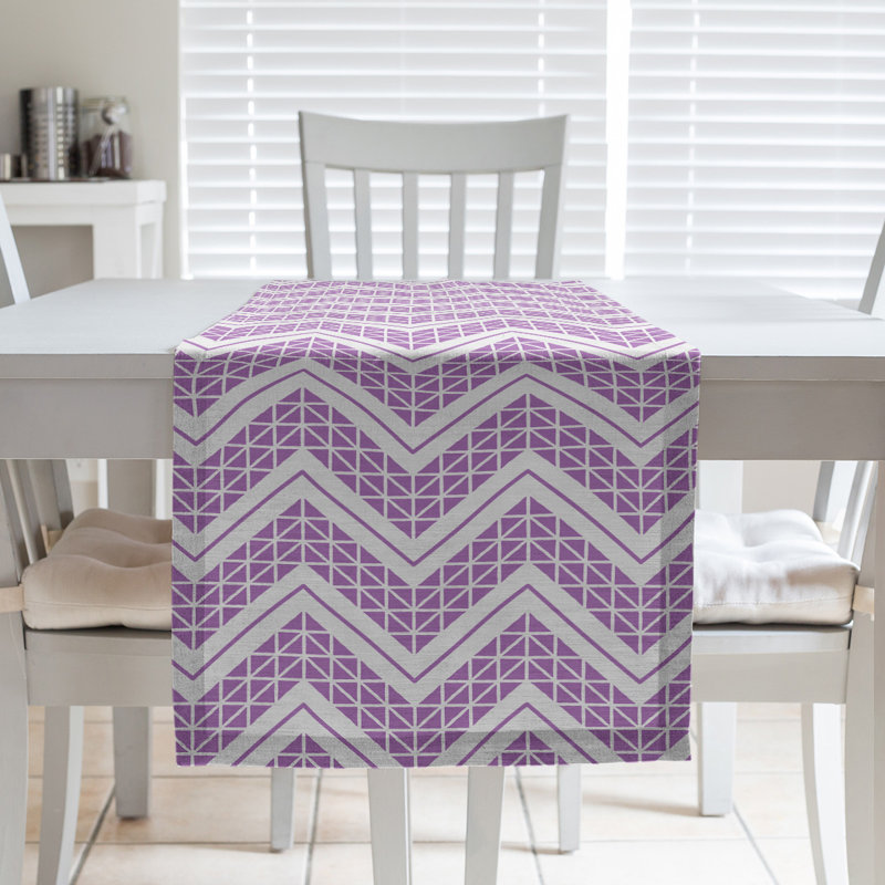 Stephenie Classic Hand Drawn Chevron Table Runner, 16" x 90", Amethyst Violet