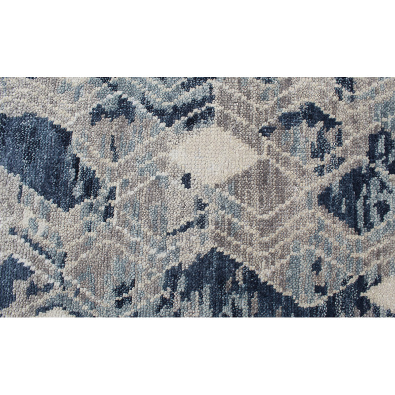 Tapis beige / bleu noué à la main de haute qualité, Rectangle 12 pi x 15 pi