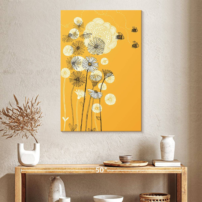 Harnek, abeilles et marguerites, H 39 po x l 26 po