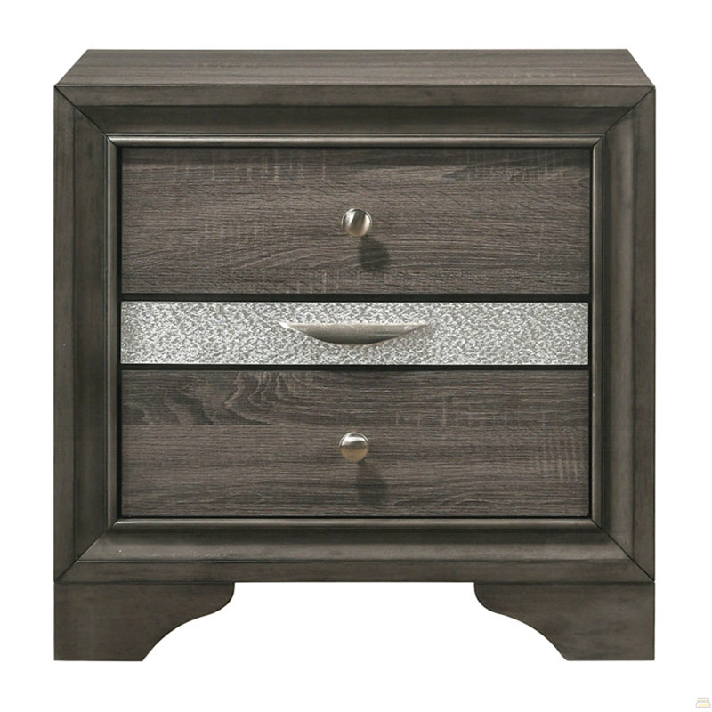 Table de chevet avec tiroirs de rangement, Gris