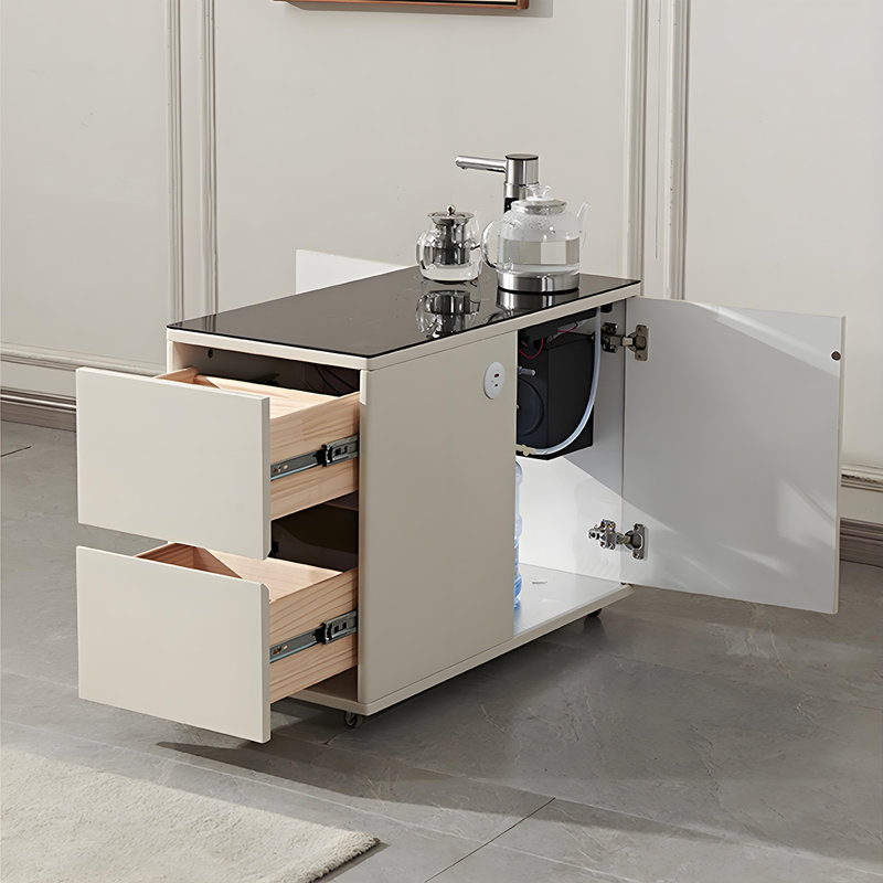 Table d'appoint de canapé en bois massif blanc crème