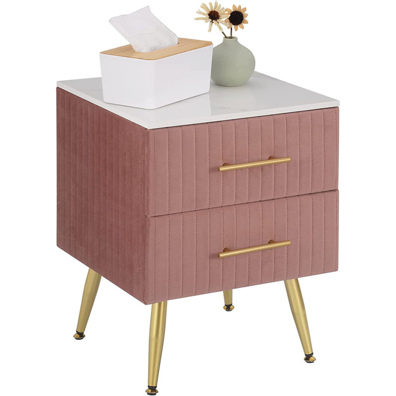 41cm W Manufactured Wood Bedside Table, Pink