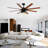 DeluxWood 66 In. Black Ceiling Fan With 6 Speed Wind 8 Blades Remote Control Reversible DC Motor With Light
