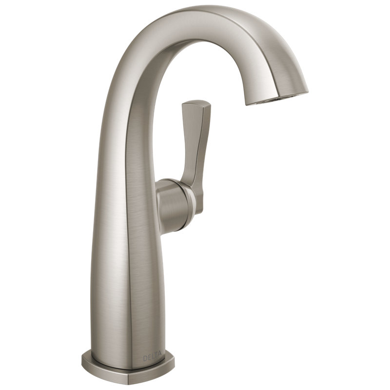 Robinet de salle de bain mi-hauteur à poignée simple, Acier inoxydable Lumicoat