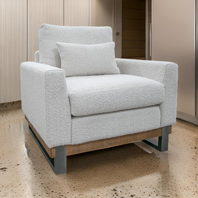 Dome Accent Chair With 1 Throw Pillow, Solid Pine Wood