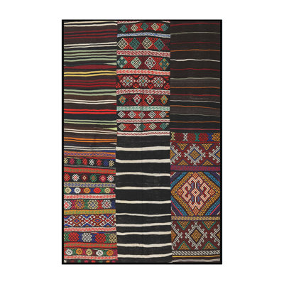 Tapis contemporain rouge / noir / bleu