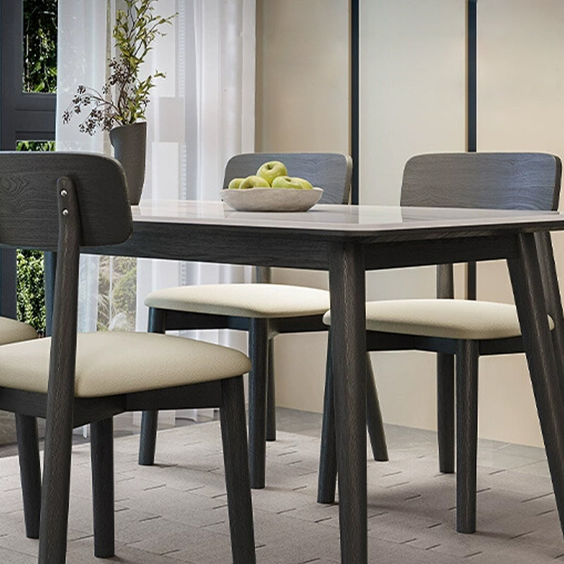 Table de salle à manger en bois de frêne noir, H 29,53 po x L 55,12 po x l 31,5 po
