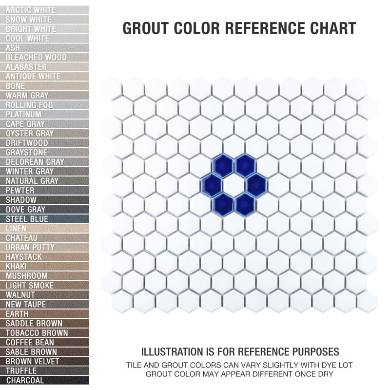 Metro Ion 1" Hex Sapphire Single Flower Wht 10-1/4" x 11-7/8" Porcelain Mosaic Floor & Wall Tile