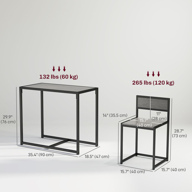 Ensemble de table de salle à manger industrielle pour 2 personnes, petite table de cuisine et chaises