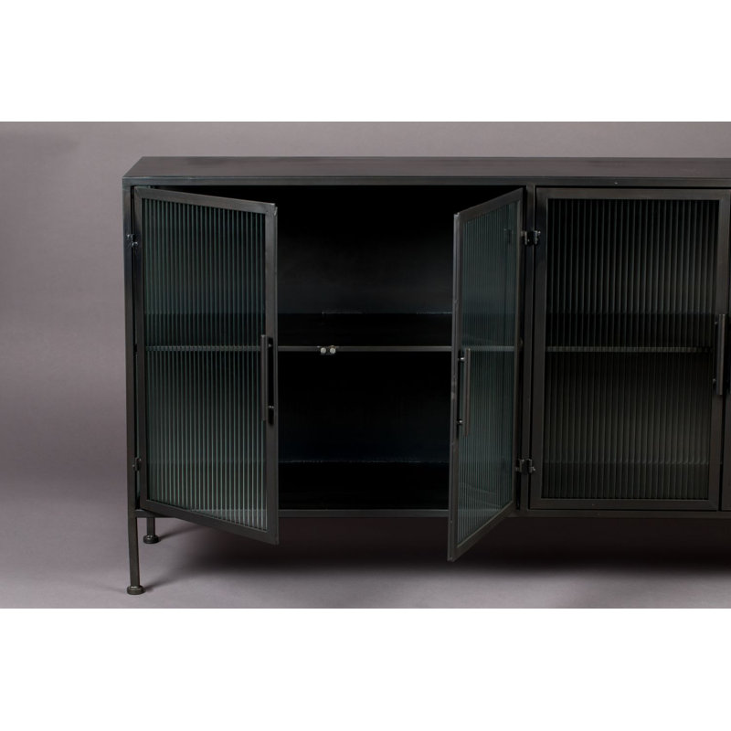 Boli 59'' Black Iron and Glass Sideboard