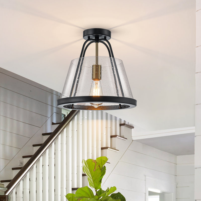 Akima Seeded Glass Semi Flush Mount