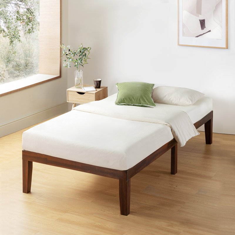 Lit plateforme en bois massif Kizer, Simple, Espresso