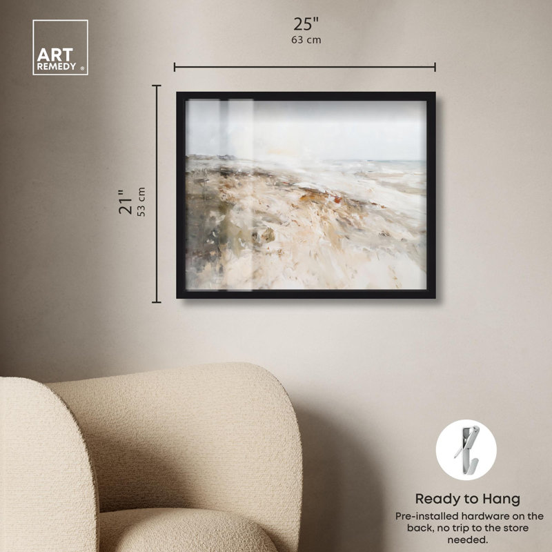 «Cornwall Beach Shadowbox Print» par Art Remedy, Noir, H 21 po x l 25 po