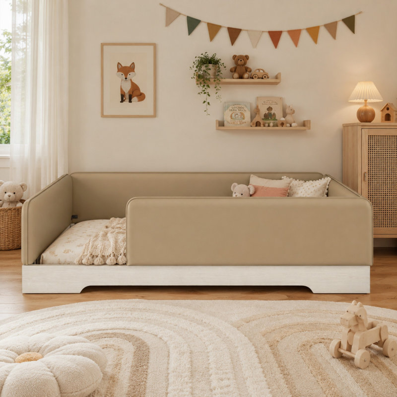 Lit simple tapissier Montessori, Lit simple, Brun