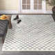 Mariner Checkered Handmade Tufted Wool/Recycled P.E.T. Area Rug in Blue/Gray/Beige