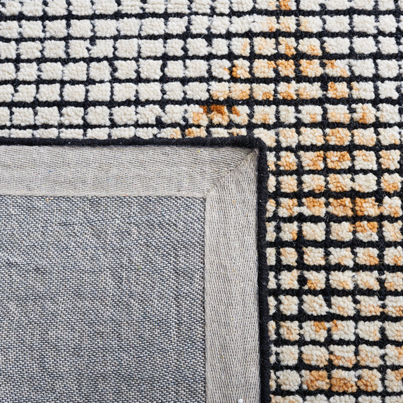 Ivory and Gold Abstract Hand-Tufted Wool Area Rug