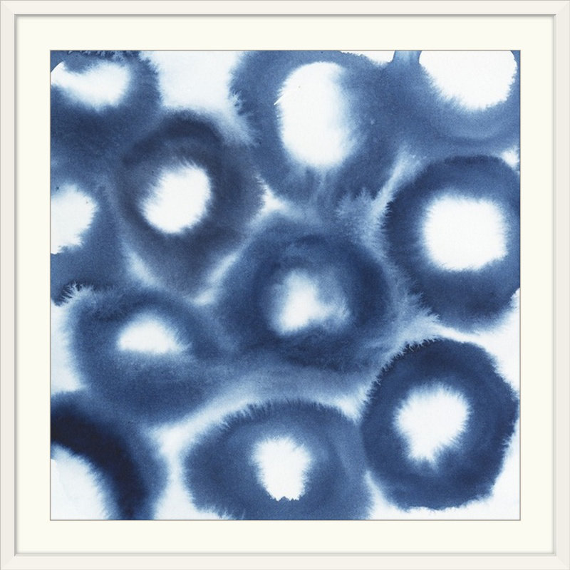 « indigo reverse ii » par grace-dépilé-reproduction d’art, H 28 x l 28 po x P 1 po, Cadre blanc