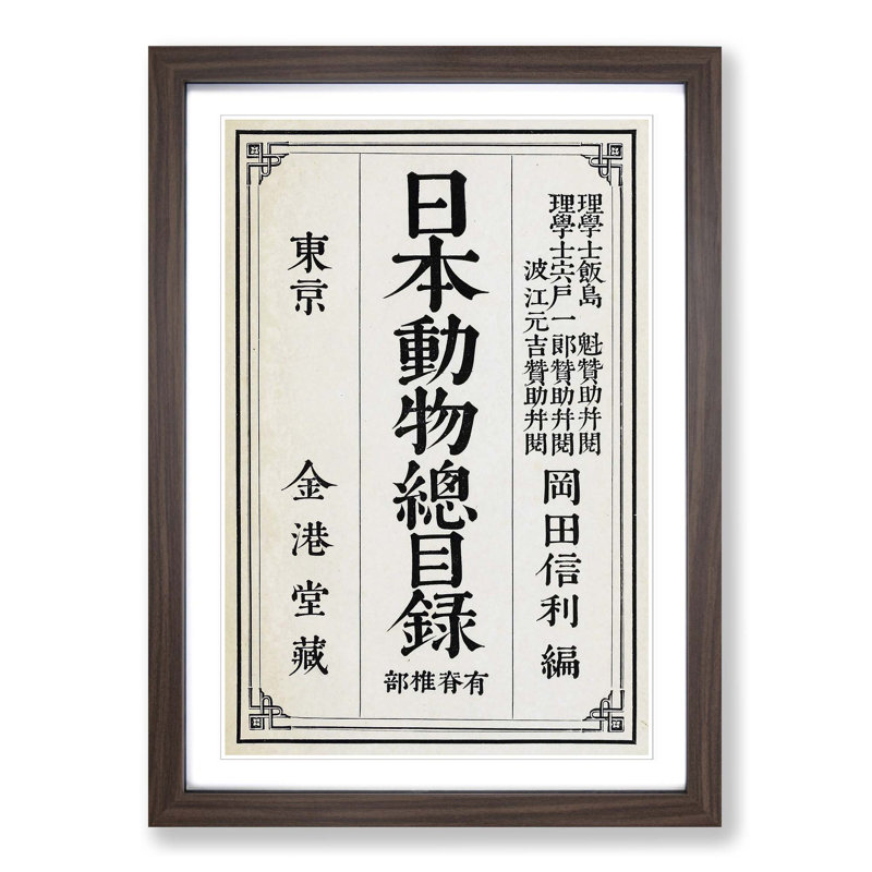 Japanese Calligraphy Script - Picture Frame Art Print, 48cm H x 36cm W x 2cm D, Walnut Framed