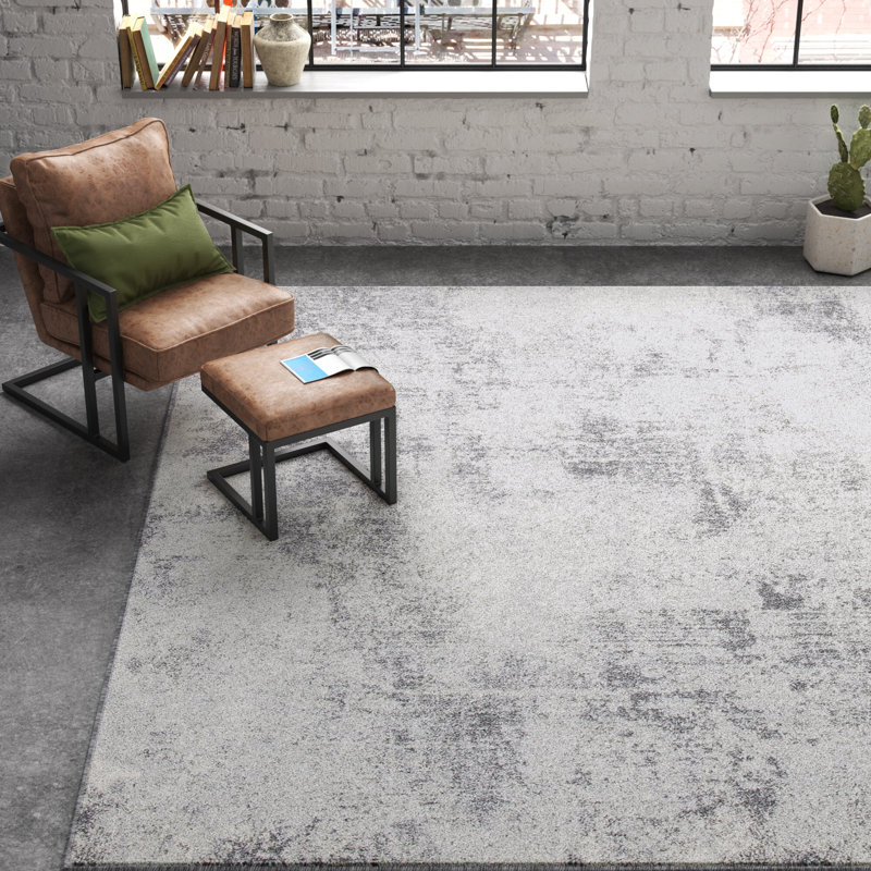 Tyra Ivory/Gray Area Rug, Rectangle 8' x 10'
