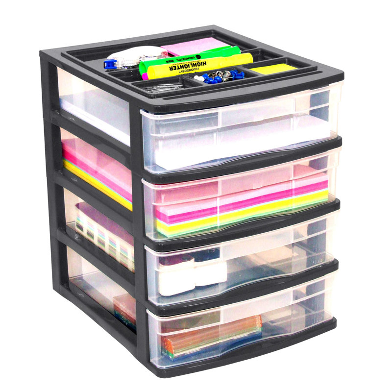 Organisateur de bureau empilable en plastique avec tiroirs