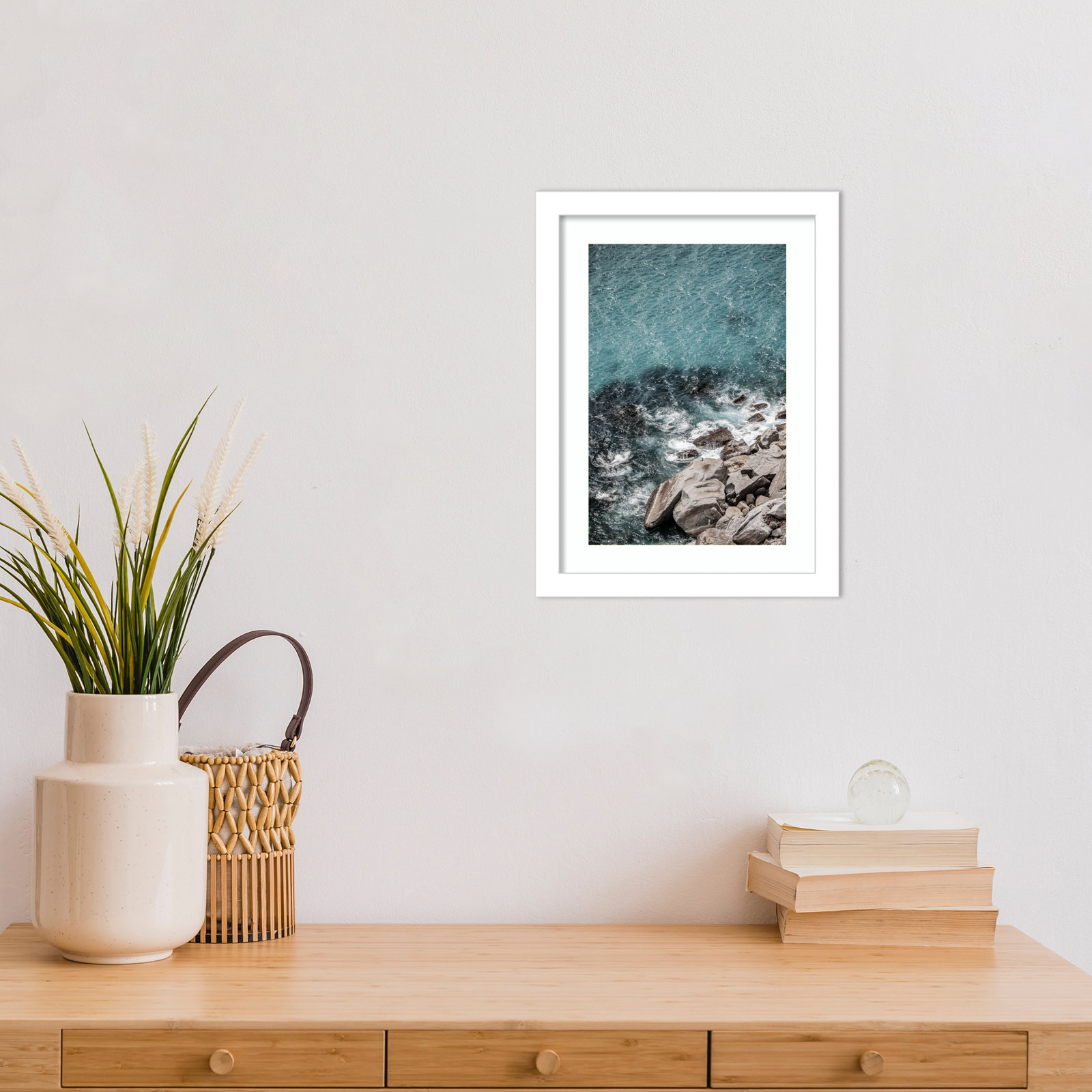 Pacetti "Aqua Sea Shores" Print, White, 13" H x 10" W