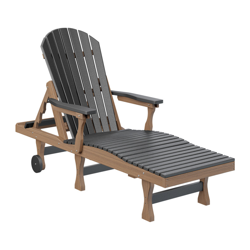 Berlin Gardens Comfo Back Chaise Lounge, Black Top/Antique Mahogany Base