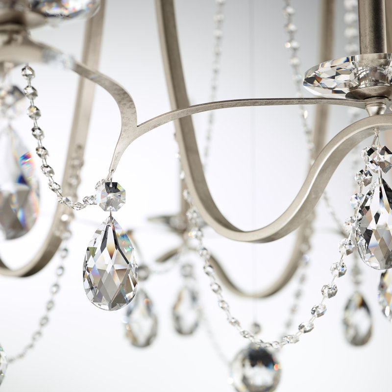 Vesca 8 Light 58in Rectangular Chandelier in Black with Clear Heritage Handcut Crystals, Antique Silver, Chinese (K9)