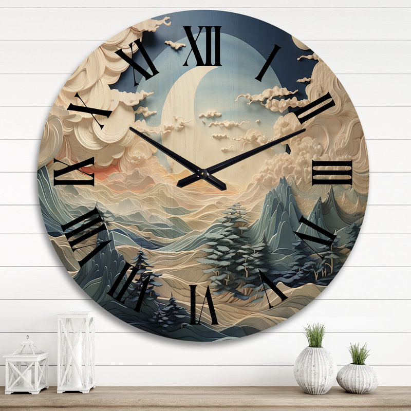 Horloge murale en bois massif Manoish, Très grand