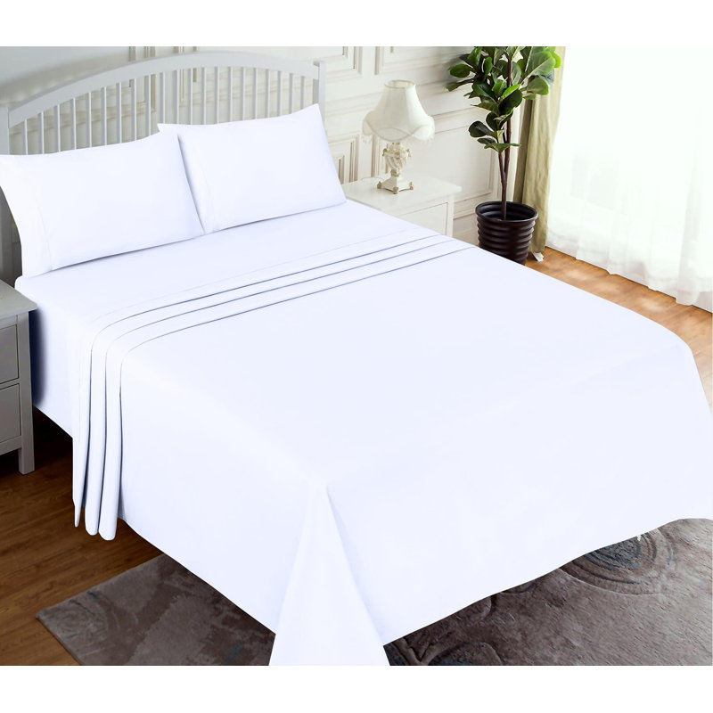 100% Cotton Sheets Sets Soft Crispy Percale Cooling Sheets 16 Inch Deep Pocket Bed Sheets, Brilliant White