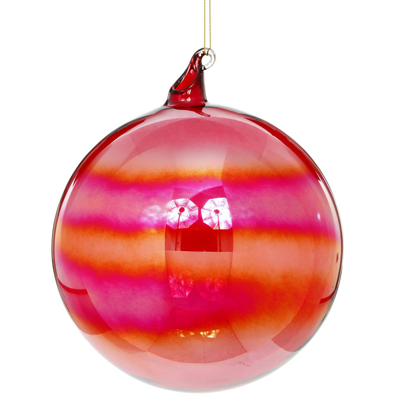Luster Ball Ornament, Large - 6 Inches Set Of 4, Red/Pink