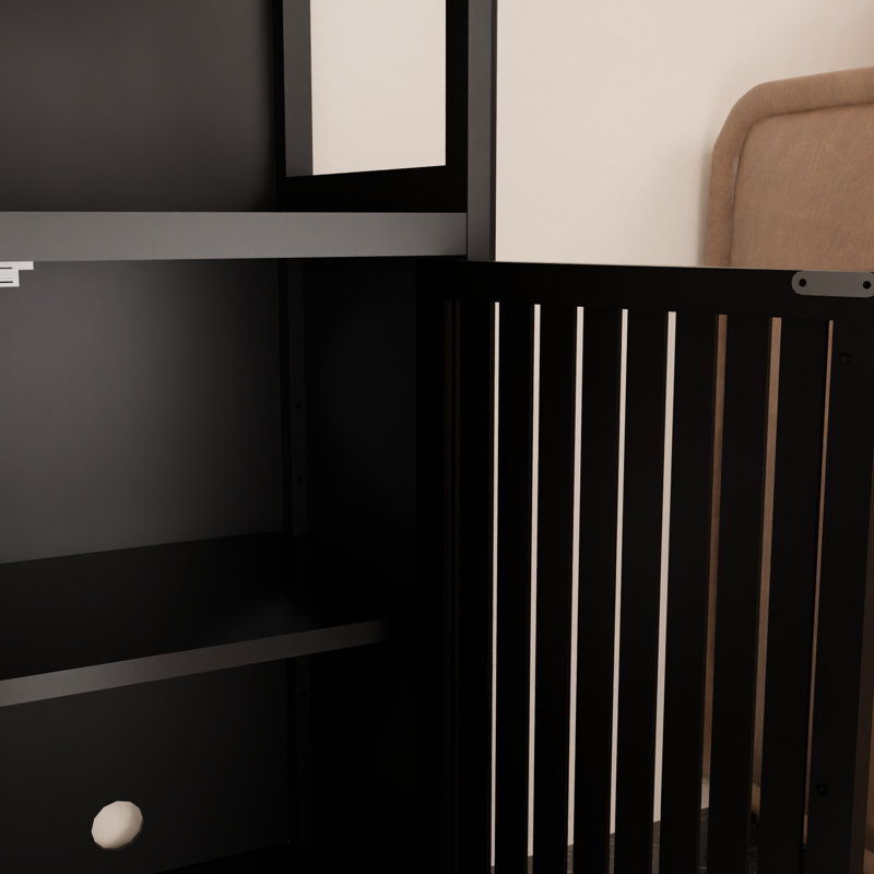 52 po de hauteur, noir, solution de rangement mince, petits coins, salle de bain, chambre à coucher, salle de lavage, 2 tablettes à niveaux, garde-manger, ouvert