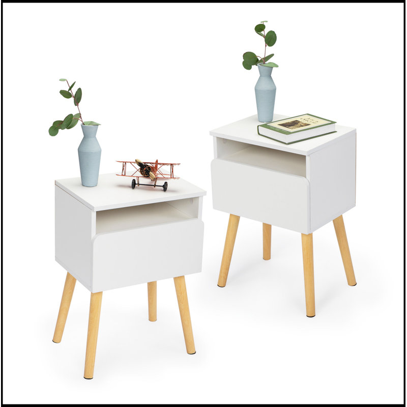 Table de chevet moderne 2 pièces, table basse de chambre à coucher avec tiroirs, tablettes