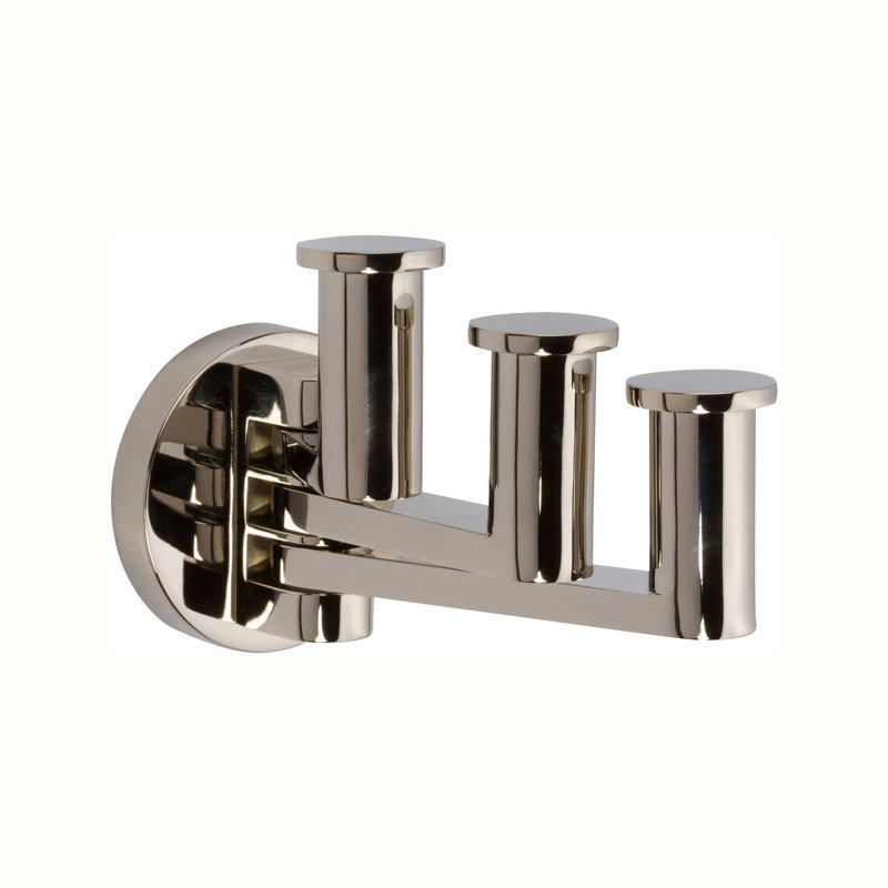 Kubic Pivoting Triple Robe Hook, Polished Nickel