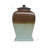 Contemporary Tall Ceramic Jar with Lid for Living Room or Shelves Display - Artistic 2-tone Table Jar for Modern Home or Office Decor - Brown & Blue-2046042136-2046042598
