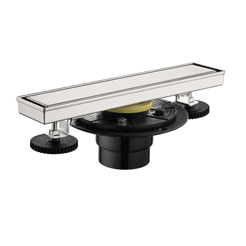 12 Inches Linear Shower Drain, Included Hair Strainer And Leveling Feet, Flange