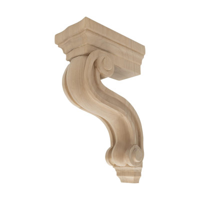 3-3/8 In. X 10-1/2 In. X 6-1/2 In. Unfinished Small North American Solid Alder Corbel