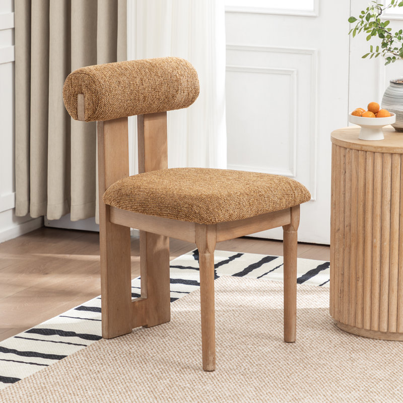 Chaise rembourrée en bois massif Morral, Jaune