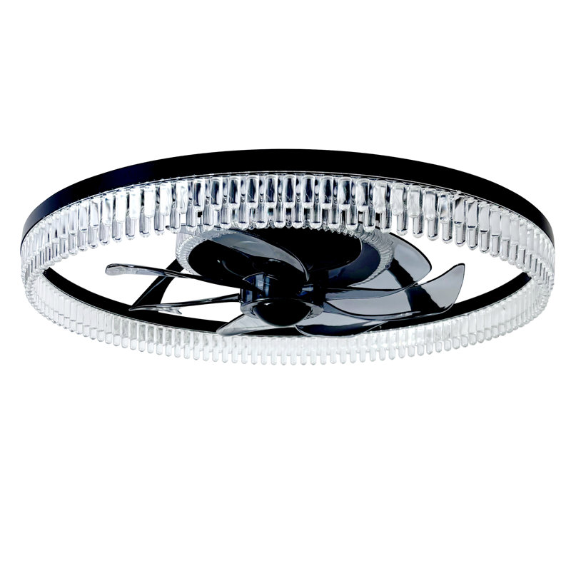 Ventilateur de plafond avec lumières RVB RVB, ventilateur de plafond à profil bas Fandelier de 19 po, intensité variable 3000K-6000K et ventilateur de plafond à DEL encastré moderne avec télécommande pour chambre à coucher