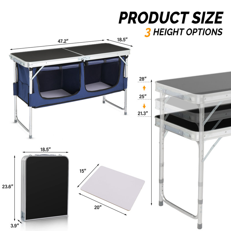 4Ft. Patio Rectangular Folding Table, Black
