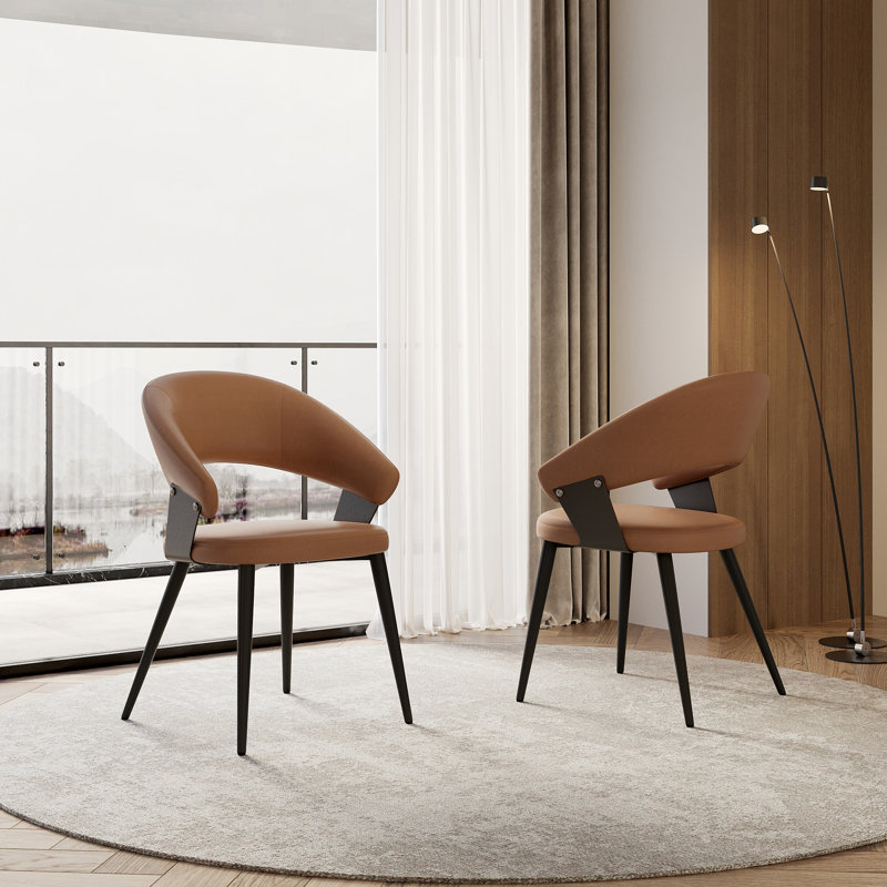 Chaises de salle à manger rembourrées Modern, Brun