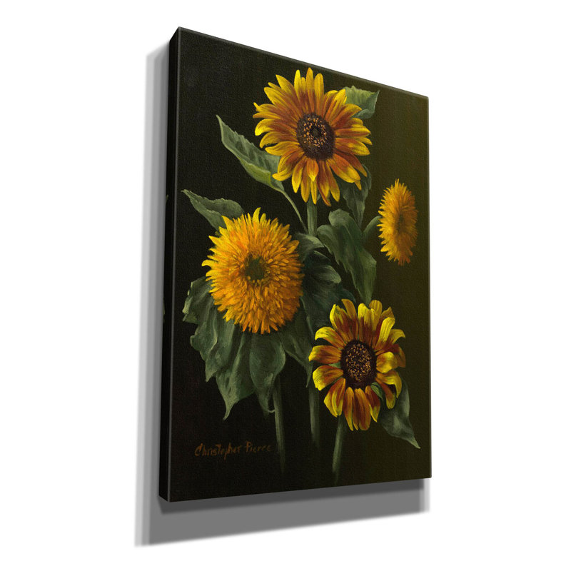 August Grove®, «Four Sunflowers» par Christopher Pierce, art mural sur toile, H 26 po x l 18 po x P 0,75 po