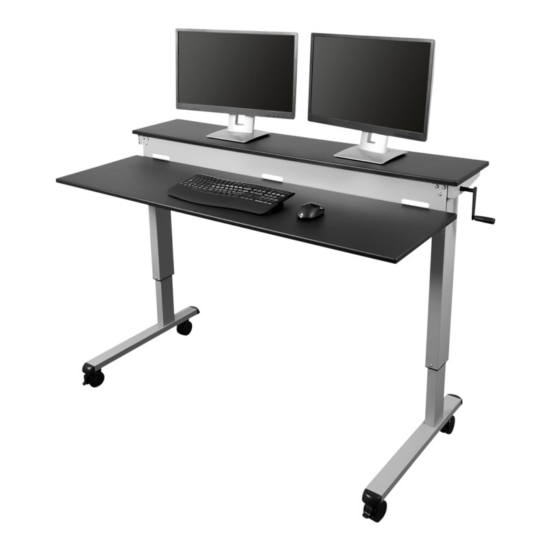 Bureau debout à hauteur ajustable Selinger, Noir / gris, H 33,5 po x l 59 po x P 29,5 po