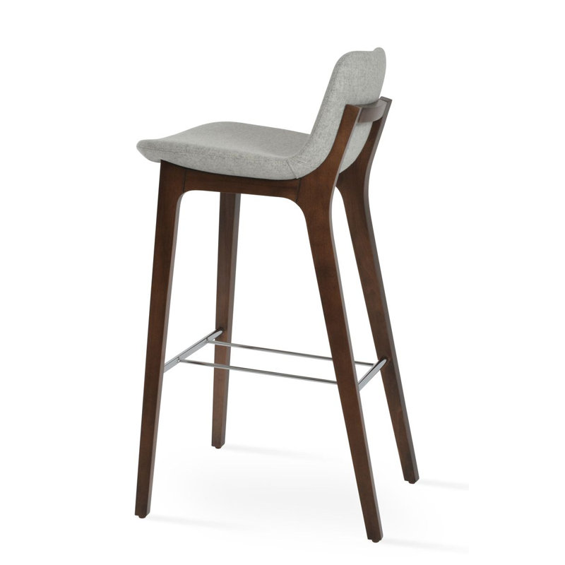 Pera HB Wood Bar & Counter Stool, Bar Stool (29" Seat Height), Silver Wool