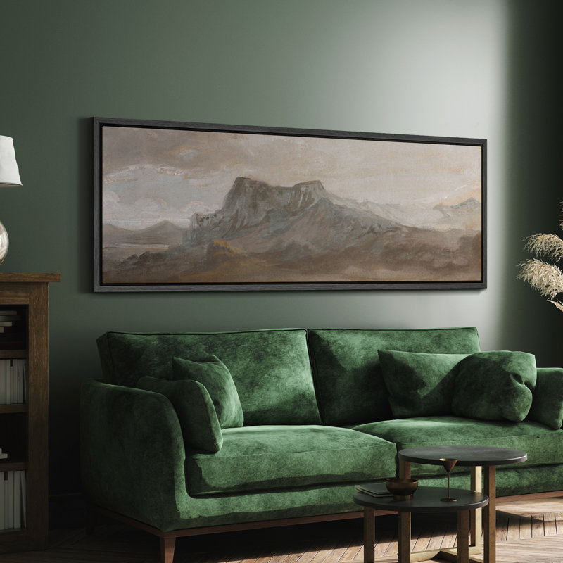 «Rustic Mountain Landscape», impression sur toile encadrée, décor de chalet traditionnel, H 20 po x l 60 po, Noir