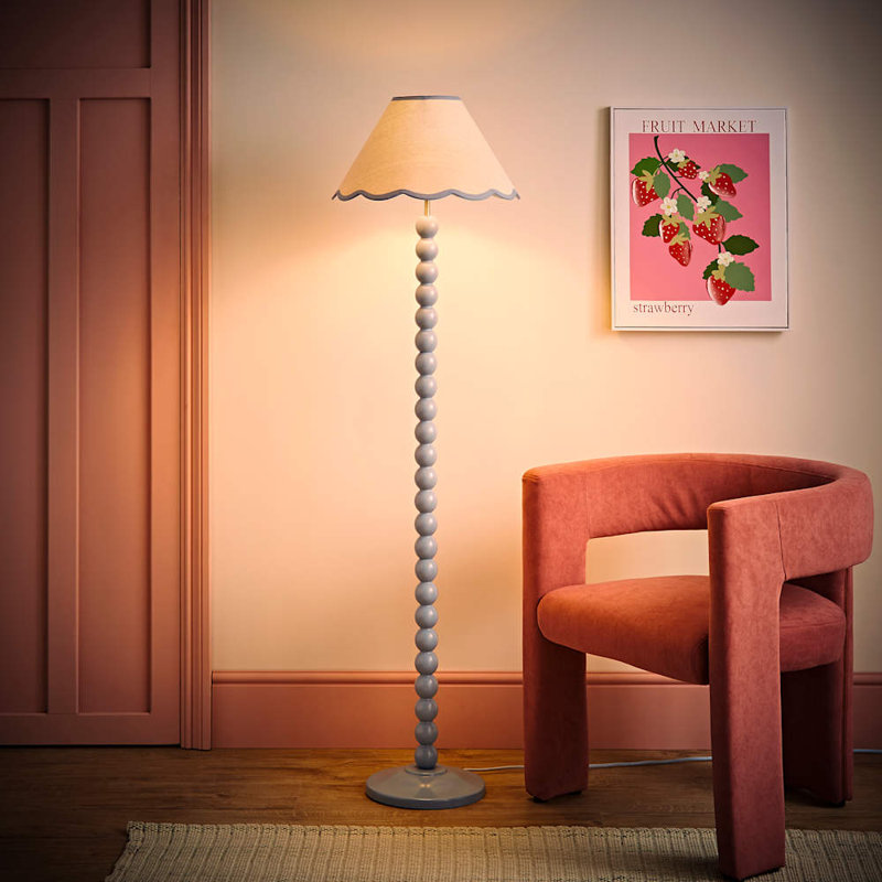 Bobbles 144cm Traditional Floor Lamp, White/Blue, Powder Blue
