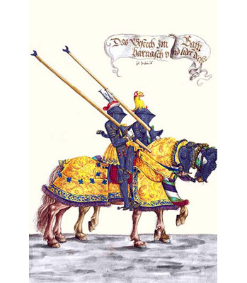 Chevaliers de l’allemagne à cheval en procession-impression d’art graphique