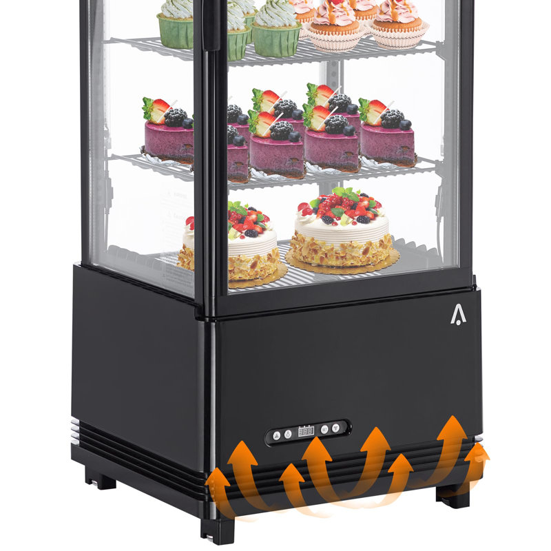 Black Commercial Display Refrigerator with Adjustable Shelves, 3.46 Cu.ft