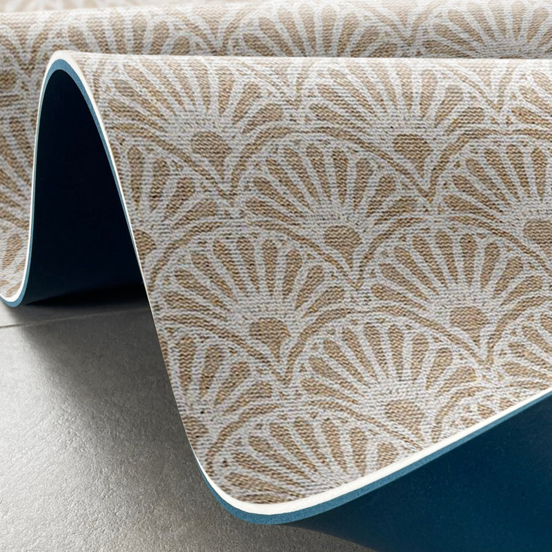 Shell Beige Cushioned Kitchen Mat, Rectangle  2.6' x 6.5'
