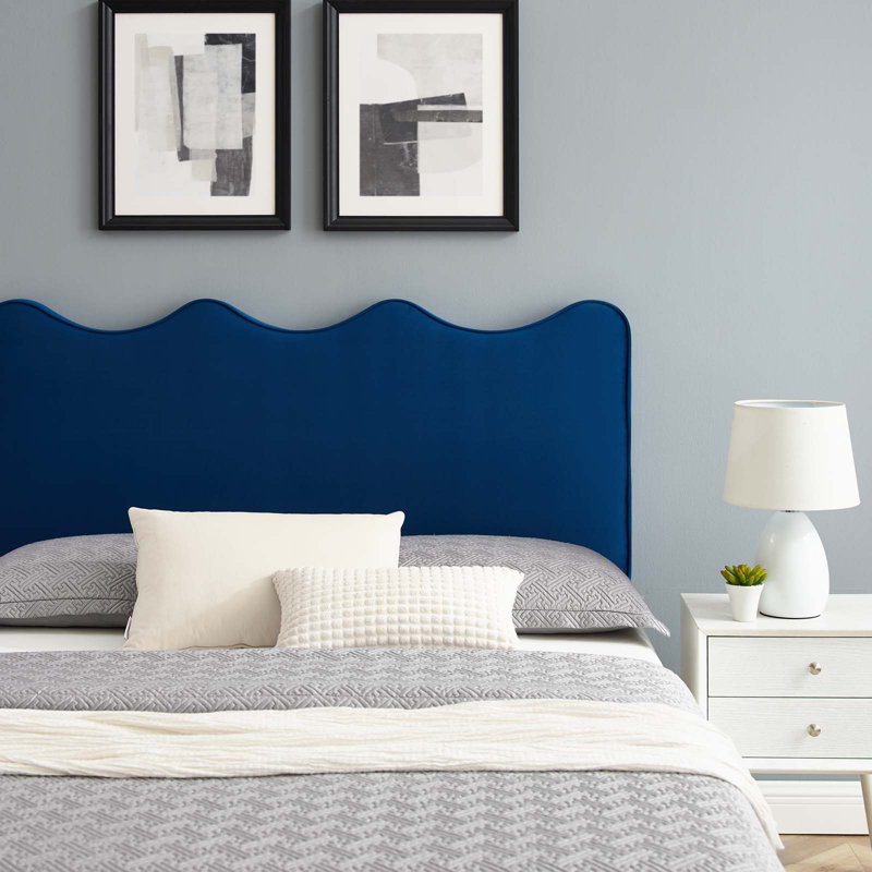 Modway Current Performance Velvet Platform Bed, Navy, Full